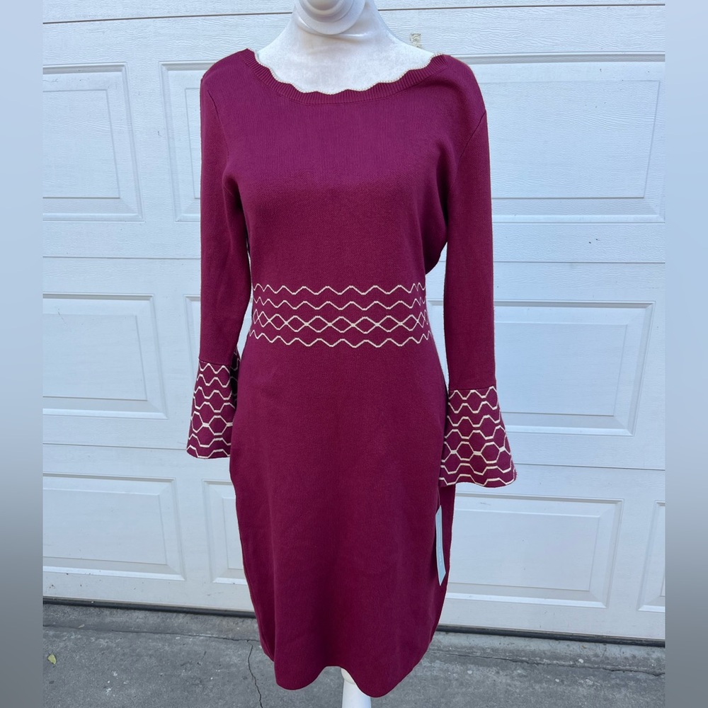 Womens London Times sweater dress bell sleeves L
